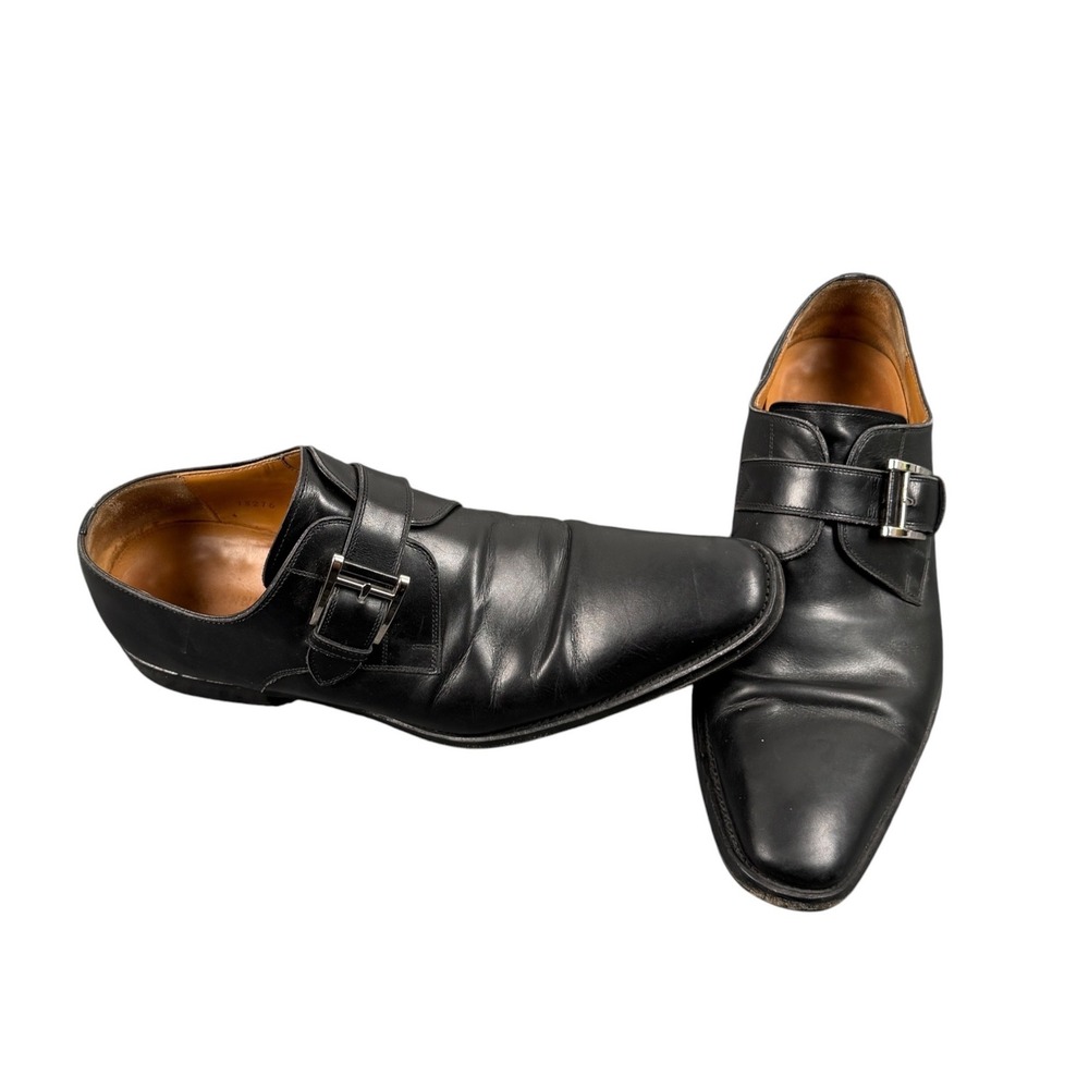 Magnanni Marco Men Dress Shoes Single Monk Strap Black Leather Square Toe 10.5 M